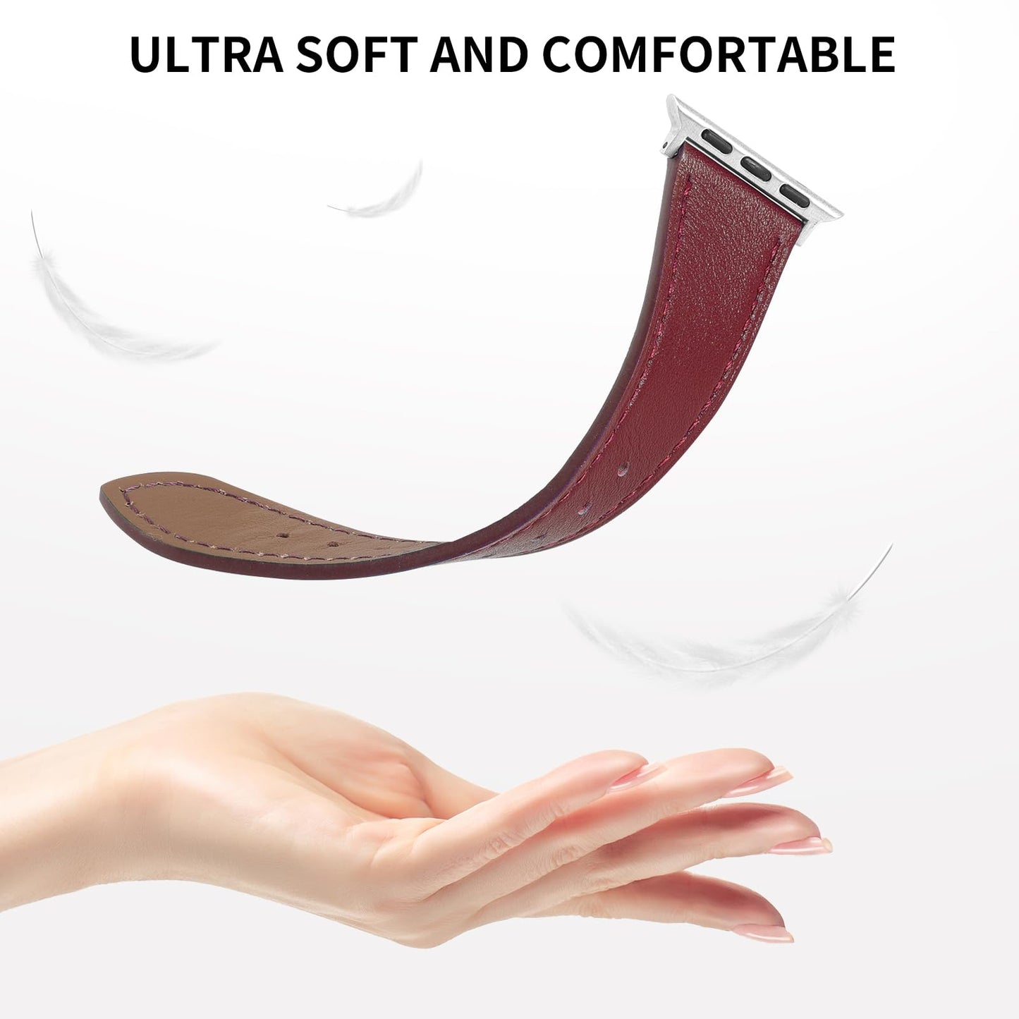 Italy Genuine Leather Bands Women Men Compatible with Apple Watch 38mm 41mm 40mm 42mm 44mm 45mm 46mm 49mm, iWatch Straps Smartwatch Replacement Band for Ultra SE 3/2/1 Series 11 10 9 8 7 6 5 4 3 2 1