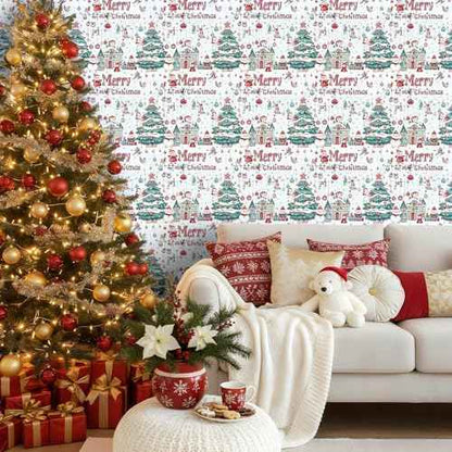 Vinjiasin Christmas Peel and Stick Wallpaper, Self Adhesive Removable Wallpaper, Thicken Christmas Contact Paper for Bedroom Walls Living Room Window Fireplace Decoration(17.3"x 118")