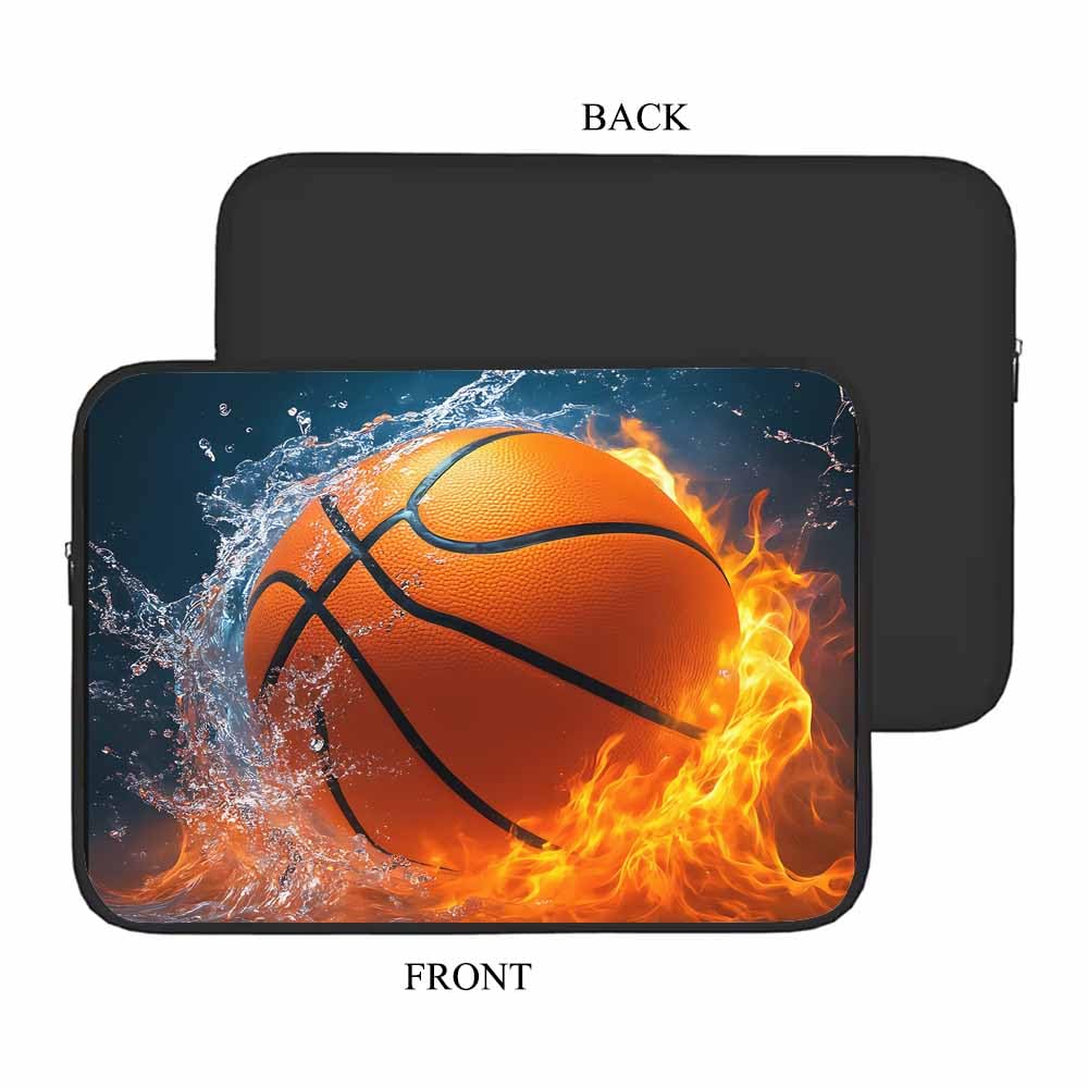Nicokee Laptop Sleeve Bag 15.4 15.6 Inch,Basketball Ball in Fire and Water Ball Flame Protective Polyester Computer Cases Laptop Cover Briefcase Bag Tablet Travel Cover