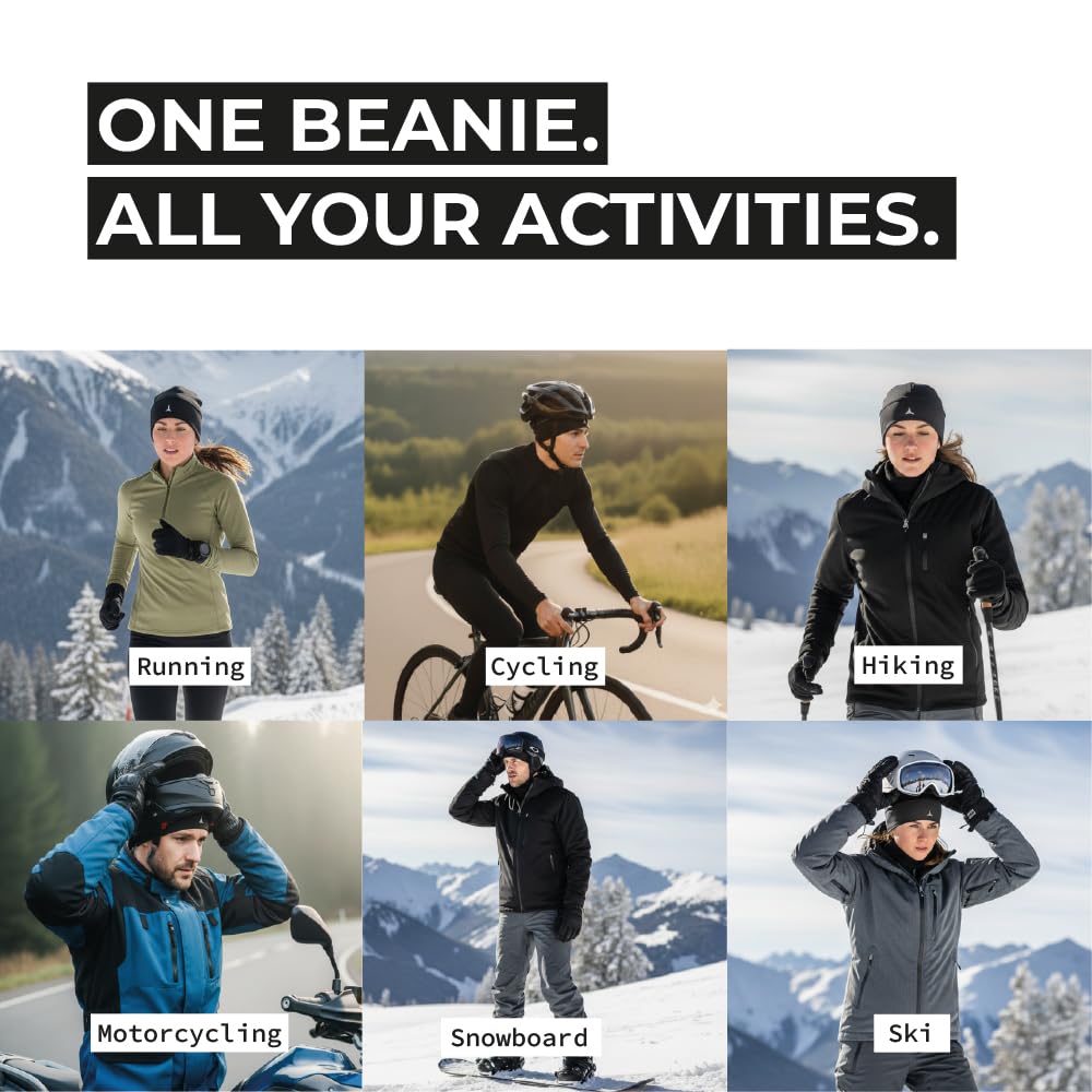Skull Cap Helmet Liner Running Beanie - Ultimate Thermal Retention and Performance Moisture Wicking. Fits Under Helmets