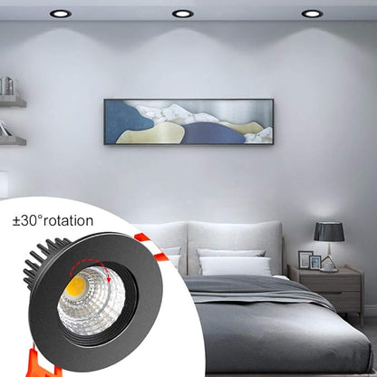 2 Inch Downlight, 3W Recessed LED Lighting COB Dimmable, 5000K Daylight White, CRI80, Black Trim, Ceiling Lights With Driver, 1 Pack