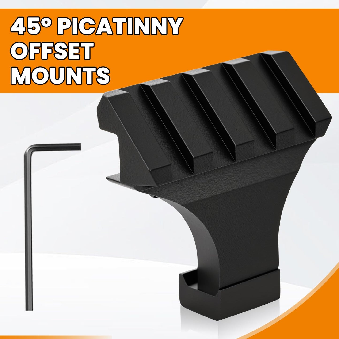 PUKESI Picatinny Offset Rail Mounts, 45 Degree 4 Slots Offset Picatinny Rails 45° Angle Mount Aluminum Low Profile for Flashlight Laser Sight Optics (4 Slot - 2 Pack)
