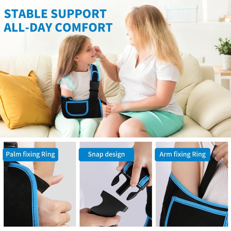 Kids Arm Sling Shoulder Immobilizer, Adjustable Rotator Cuff Support Brace, Fit Left or Right, Breathable Mesh Medical Slings for Elbow, Clavicle and Wrist Injury, Forearm Fracture, Surgery Recovery