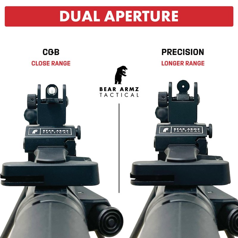 Flip Up Iron Sights | Co-Witness | Spring Loaded | Low Profile | Rapid Transition Front & Rear Iron Sights | Back Up Sights | BUIS for Picatinny Rail and Weaver Rails