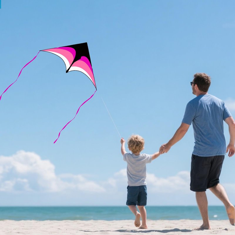 Mint's Colorful Life 2 Pack Delta Kites for Kids & Adults, Easy to Fly Large Kite Set for Beginners, Perfect Family Kites for Park and Beach Trip with 300ft String Handles (Blue&Pink)