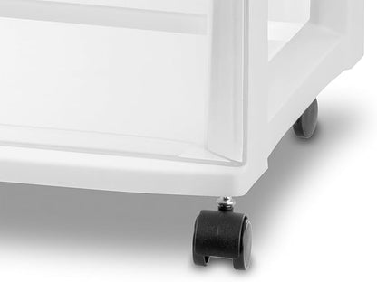 Sterilite 2-Pack Wide 3-Drawer Cart, Storage Closet Organizer with Wheels, White - Plastic Drawers and Containers for Bedroom, Cabinet, Clothes, Dresser, and Kitchen Pantry Organization