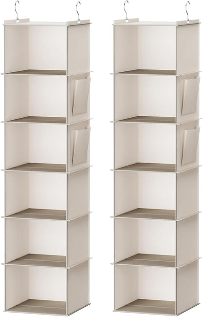 YOUDENOVA Hanging Closet Organizer, 6-Shelf Closet Hanging Storage Shelves
