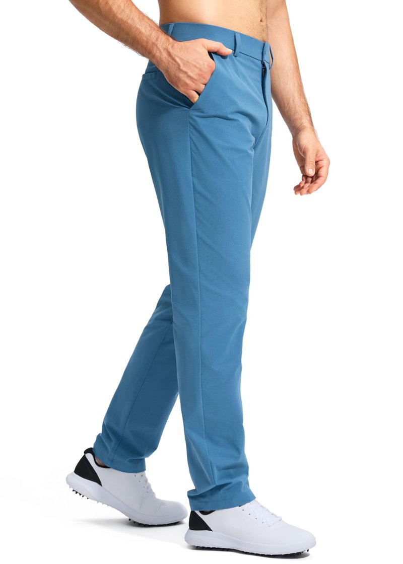 Pudolla Dress Pants for Men Golf Pants Stretch Work Dress Comfy Pants 30 Lightweight Quick Dry Casual Slacks Trousers(Stone Slab Blue 33Wx30L)