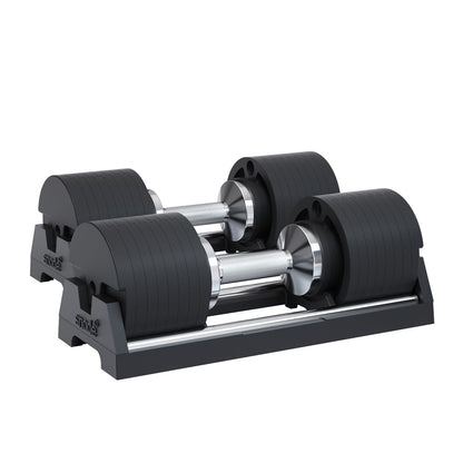 SNODE AD80 Drop Proof 80 lbs Adjustable Dumbbell Set -Adjustable Weights with Cast Iron Plates and Cradle, Knurled Handle, Fast Adjust, Compact Home Gym Equipment for Bench & Press