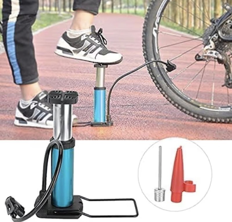 Foot Activated Bike Pump, Portable Mini Bicycle Tire Pump with Aluminum Alloy, Universal Presta and Schrader Valve Compatible for Road, Mountain and Bikes