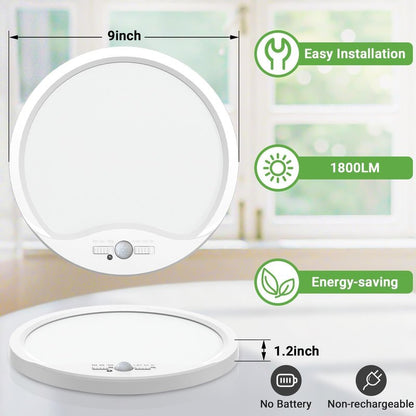 zemty 4 Pack 9 Inch Motion Sensor Ceiling Lights Wired, 18W 1800lm 3CCT/3 Mode/30-120s Timer, Bright White LED Flush Mount Light Fixture Motion Activated for Closet Pantry Hallways Stairwells Garage