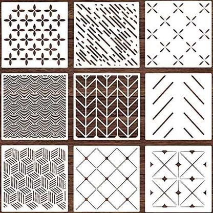 9 Pieces 12 x 12 Inch Geometric Wall Stencils Herringbone Geometric Wall Templates Painting Stencils Reusable Art Modern Tile Stencil for Painting on Walls Floor Canvas Wood Furniture