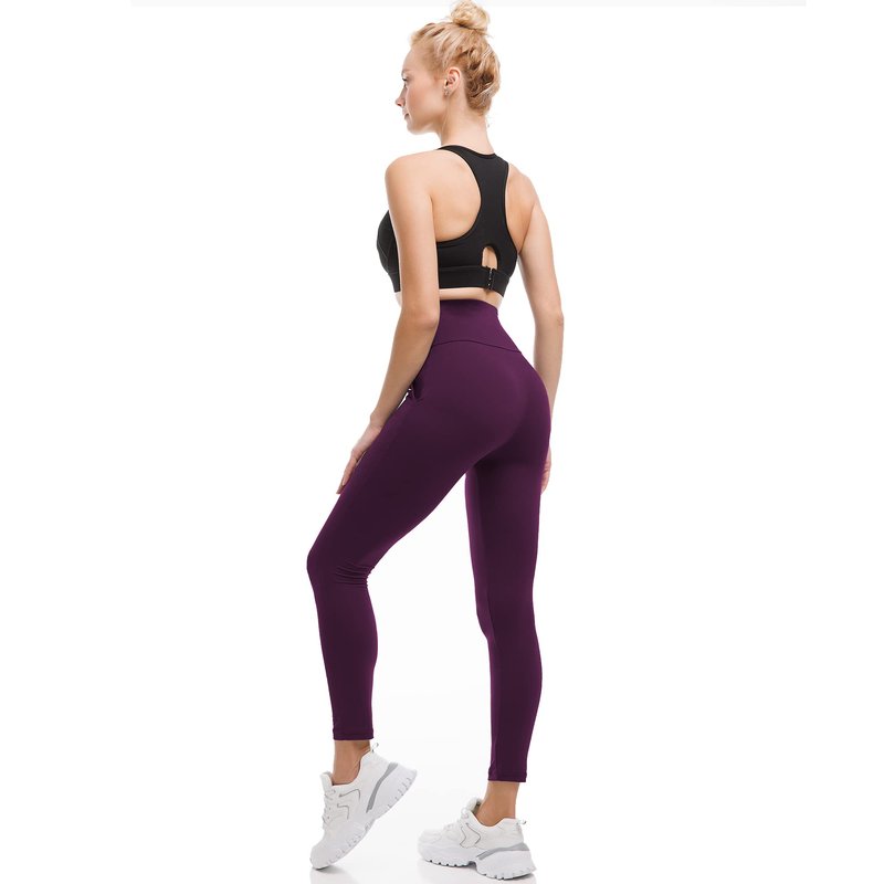Ipletix Leggings with Pockets for Women, High Waisted Leggings Buttery Soft Non See Through Workout Yoga Pants Dark Purple