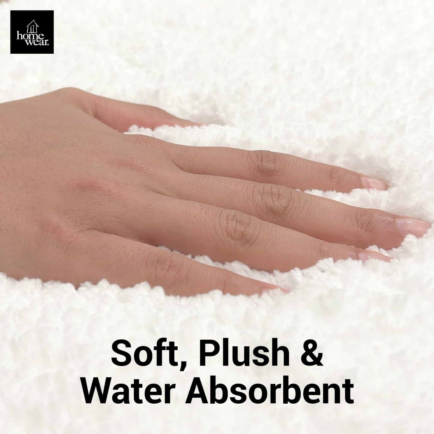 Homewear Bathroom Rugs Set 2-Piece – Extra Soft Rug, Bath & Shower Mat, Washable Rug, Floor Mats, Bath Decor, Accessories, Home Decor, Quick Dry, Non Slip Mat for Bathroom, 20"x32"+17"x24" Pure White
