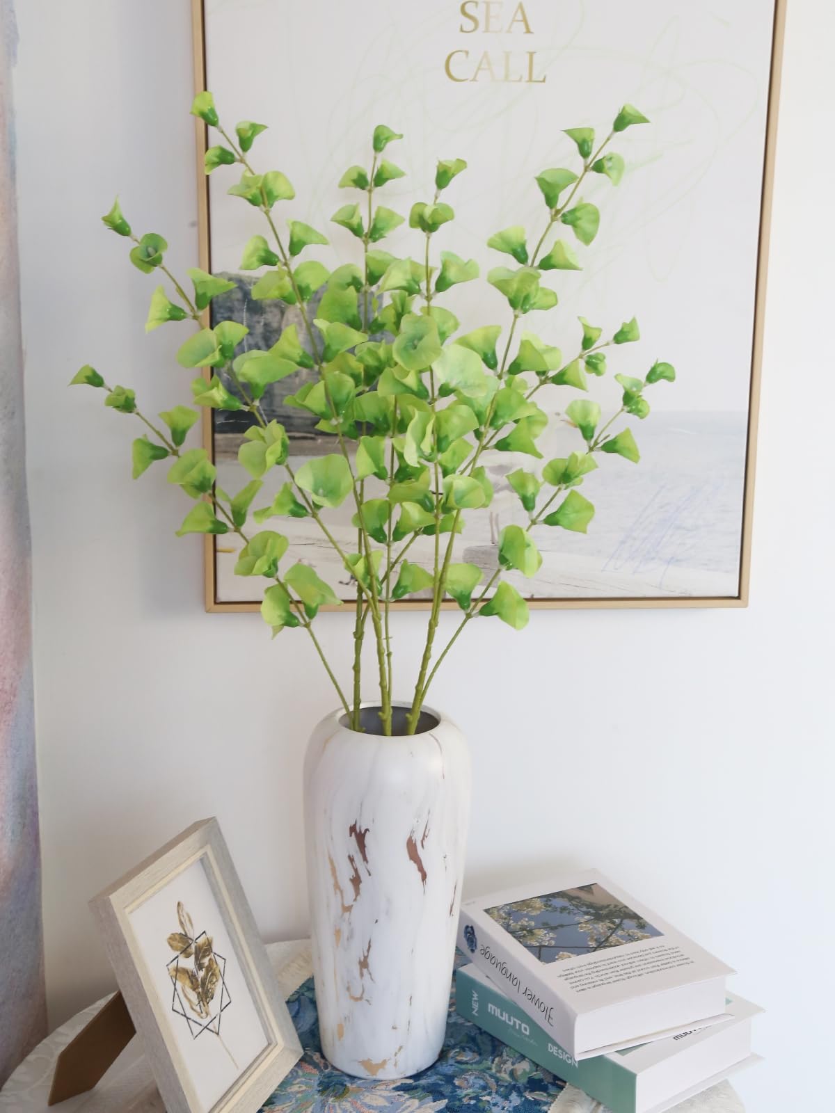 6 PCS Shell Leaf Artificial Flower Bells Grass Flowers Bell of Ireland Artificial Flower 35" Long Stem Greenery Fillers for Vase Wedding Bouquet Home Office Arrangement Indoor Outdoor Decor(Green)