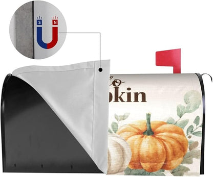 Festive Magnetic Mailbox Cover Pumpkin Thanksgiving Fall Outdoor Mailbox Protector Holiday Seasonal Decorative Garden Yard Home Standard Size 21 x 18 Inch