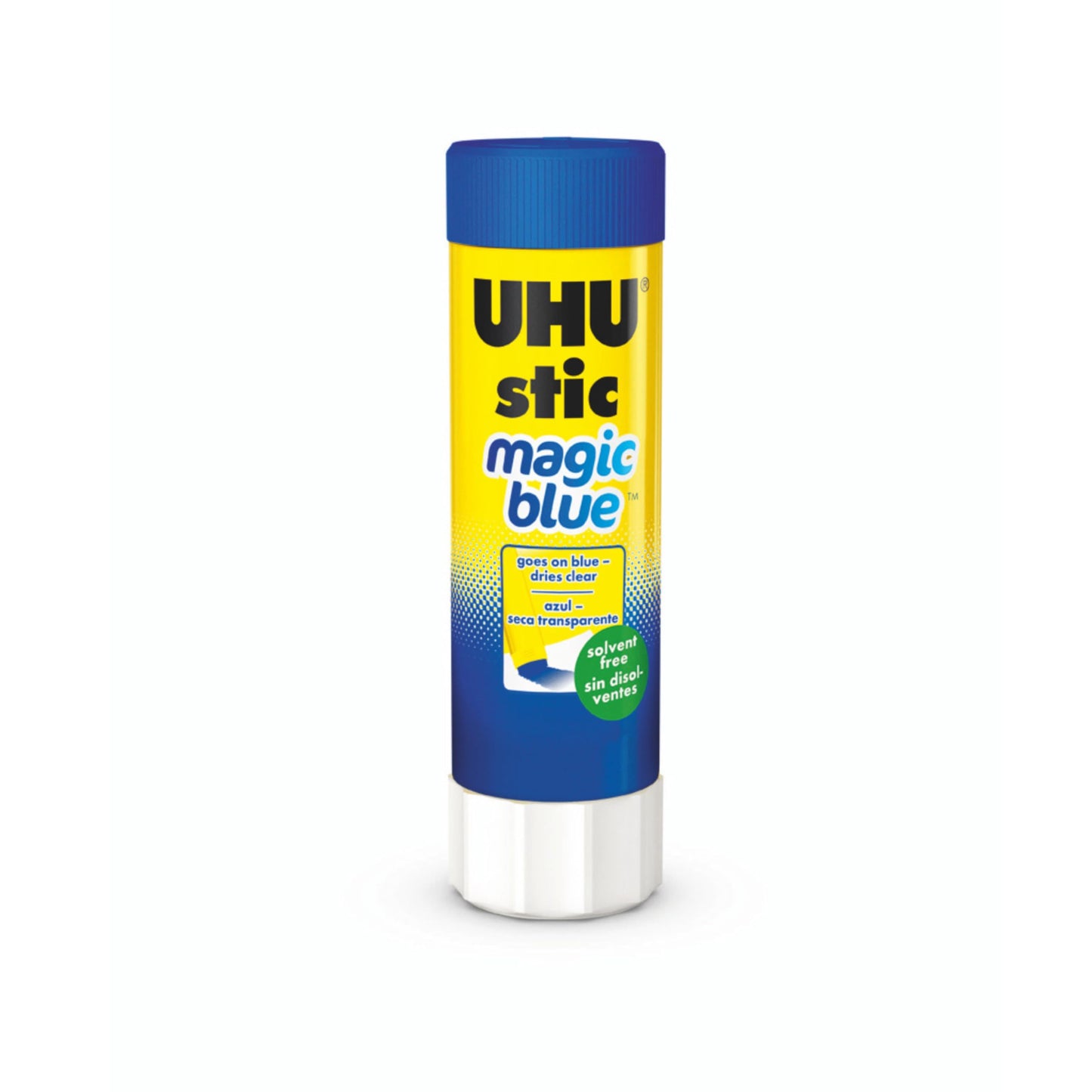 UHU Colored All Purpose Glue Stick 12-Pack Blue Applies & Dries Clear, 1.41oz - Non-Toxic, Washable. Permanent Strong Bond, Solvent-Free with Screw Cap,