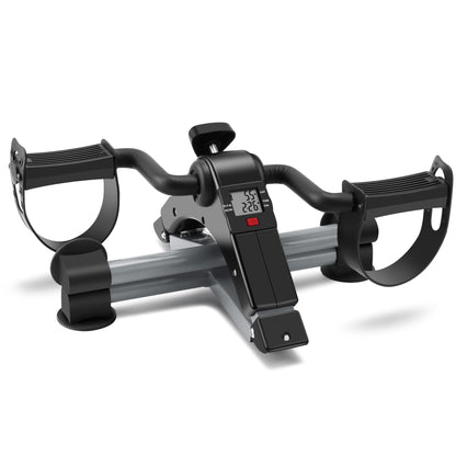 Folding Pedal Exerciser Mini Exercise Bike Portable Peddler Under Desk Bike with LCD Display for Arms and Legs Workout (Gray)