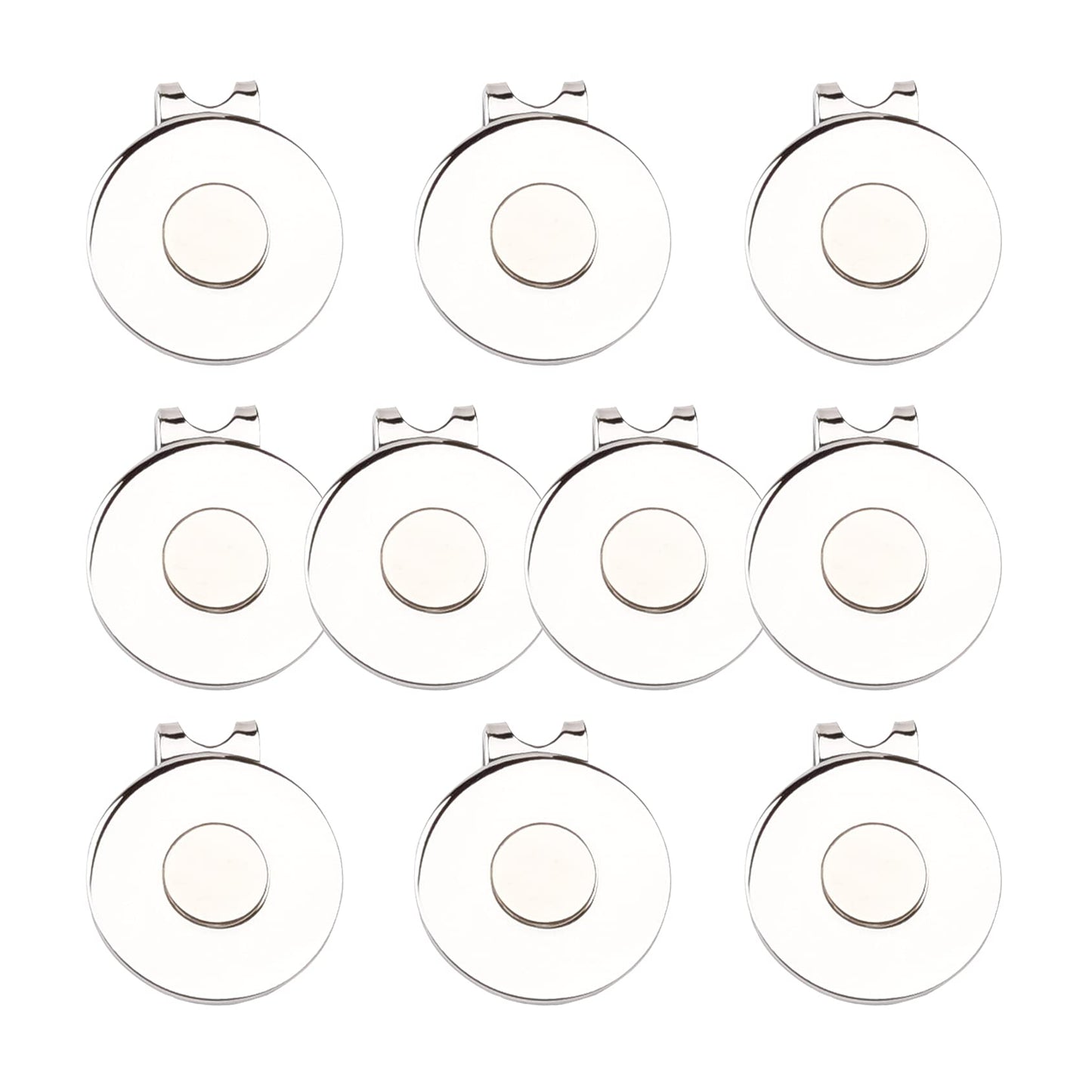 Eshan Magnetic Golf Hat Clips Ball Marker Holder for Golf Gloves Hats Bags Caps Visor Belt (Silver_10PCS)