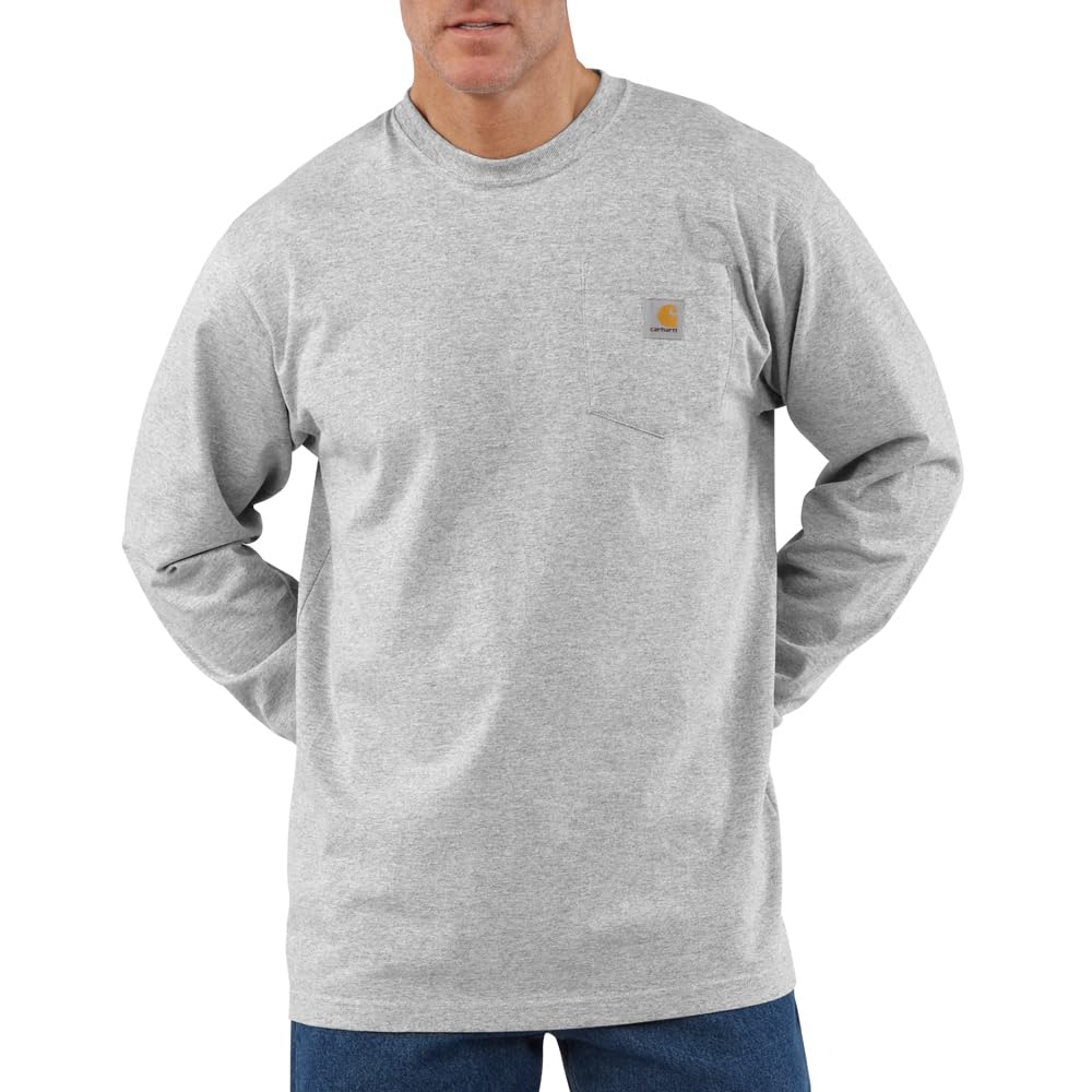 Carhartt Men's Dearborn Loose LS T-Shirt, Heather Grey, Large