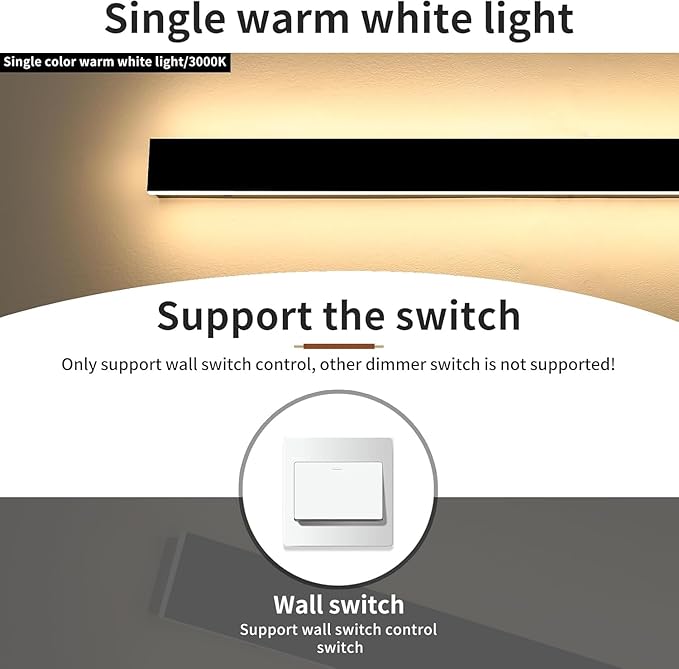 Outdoor Wall Sconces, 31.4 inch LED Modern Wall Lights Fixture, 3000K Warm White, IP65 Waterproof, Black Linear Long Strip Wall Lamp Lighting for Patio Garage Front Door