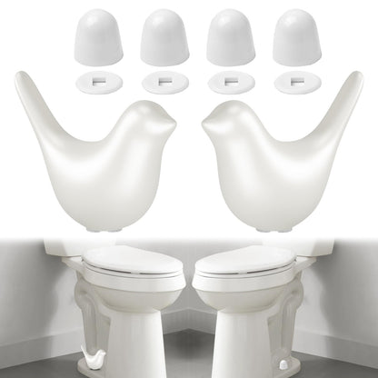 MENNTY 2Packs Ceramic White Birds Toilet Bolt Covers & 4Packs Universal Toilet Bolt Caps, Cute Bathroom Decorative Toilet Floor Screw Cover Caps Easy Installation