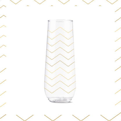 TOSSWARE POP 9oz Flute Festive Cheers Series, SET OF 6, Premium Quality, Recyclable, Unbreakable & Crystal Clear Plastic Printed Champagne Glasses