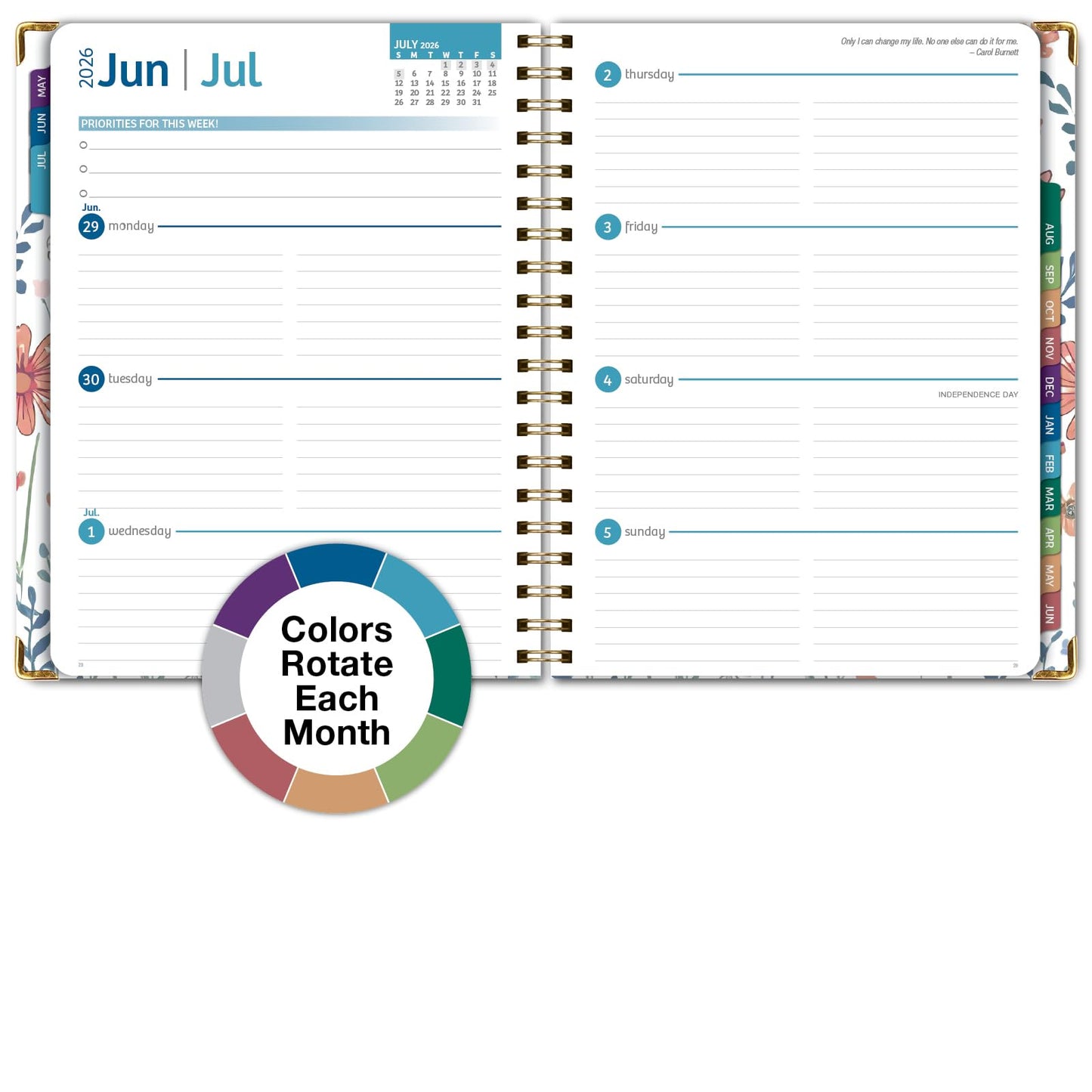 HARDCOVER Academic Year 2026-2027 Planner: 14 Months (May 2026 Through June 2027) 8.5"x 11" Daily Weekly Monthly Planner Yearly Agenda. Bookmark, Pocket Folder and Sticky Note Set (Colorful Botanicals)