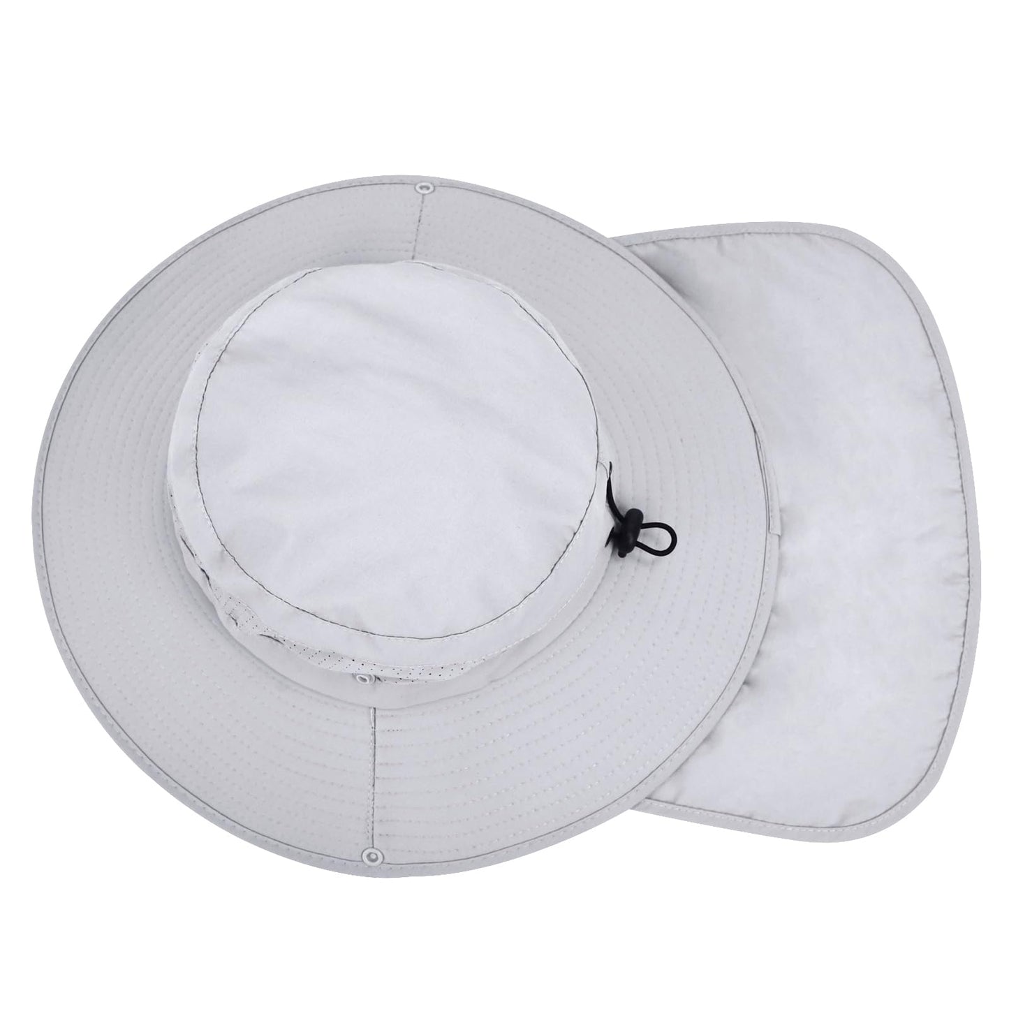 Sun Hats for Men Women, UPF50+ Protection Safari Hat,Wide Brim Fishing Hat with Neck Flap,Bucket Hats for Beach Hiking Lightgrey