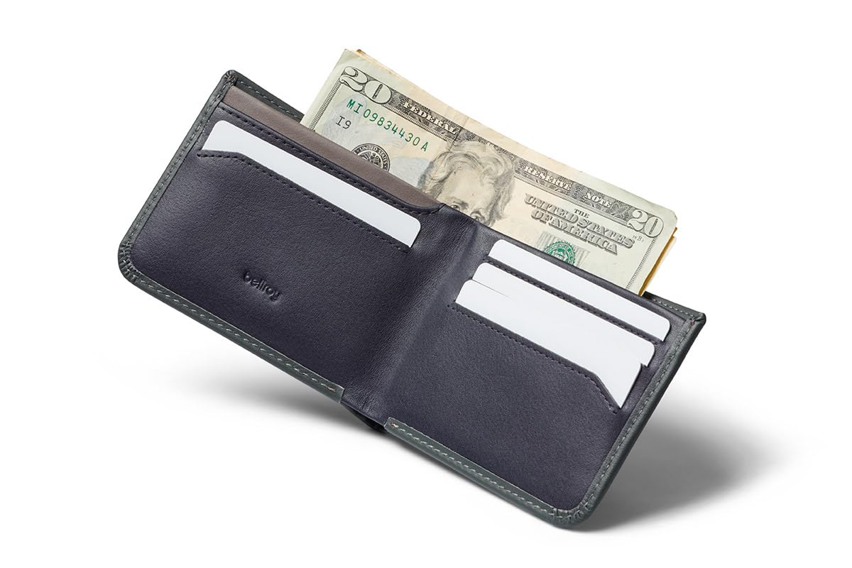 Bellroy Hide & Seek, slim leather wallet, RFID editions available (Max. 12 cards and cash) - Everglade