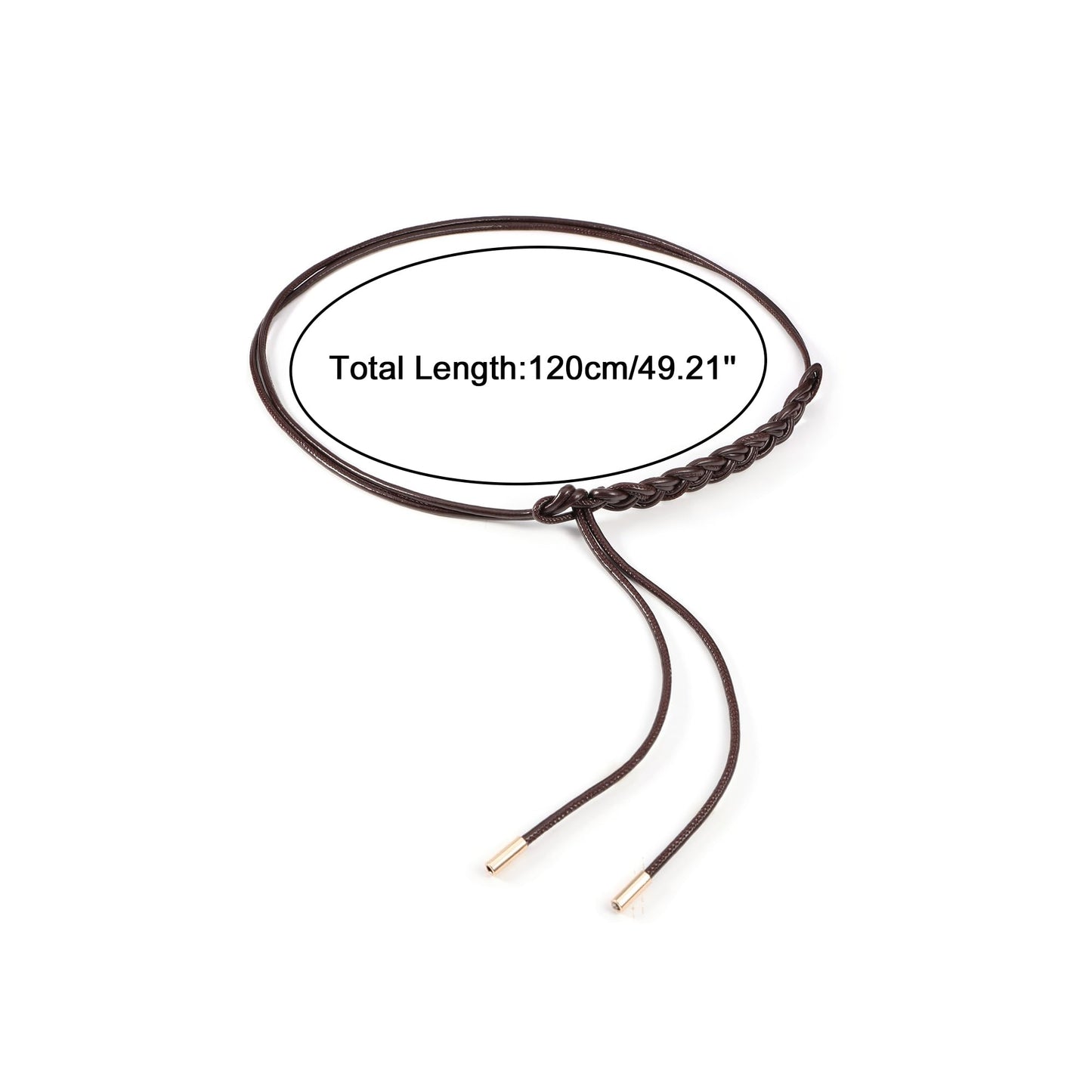 CHIC DIARY Women Braided PU Leather Rope Belt Adjustable Thin Waist Belt Boho Waist Wrap for Dresses