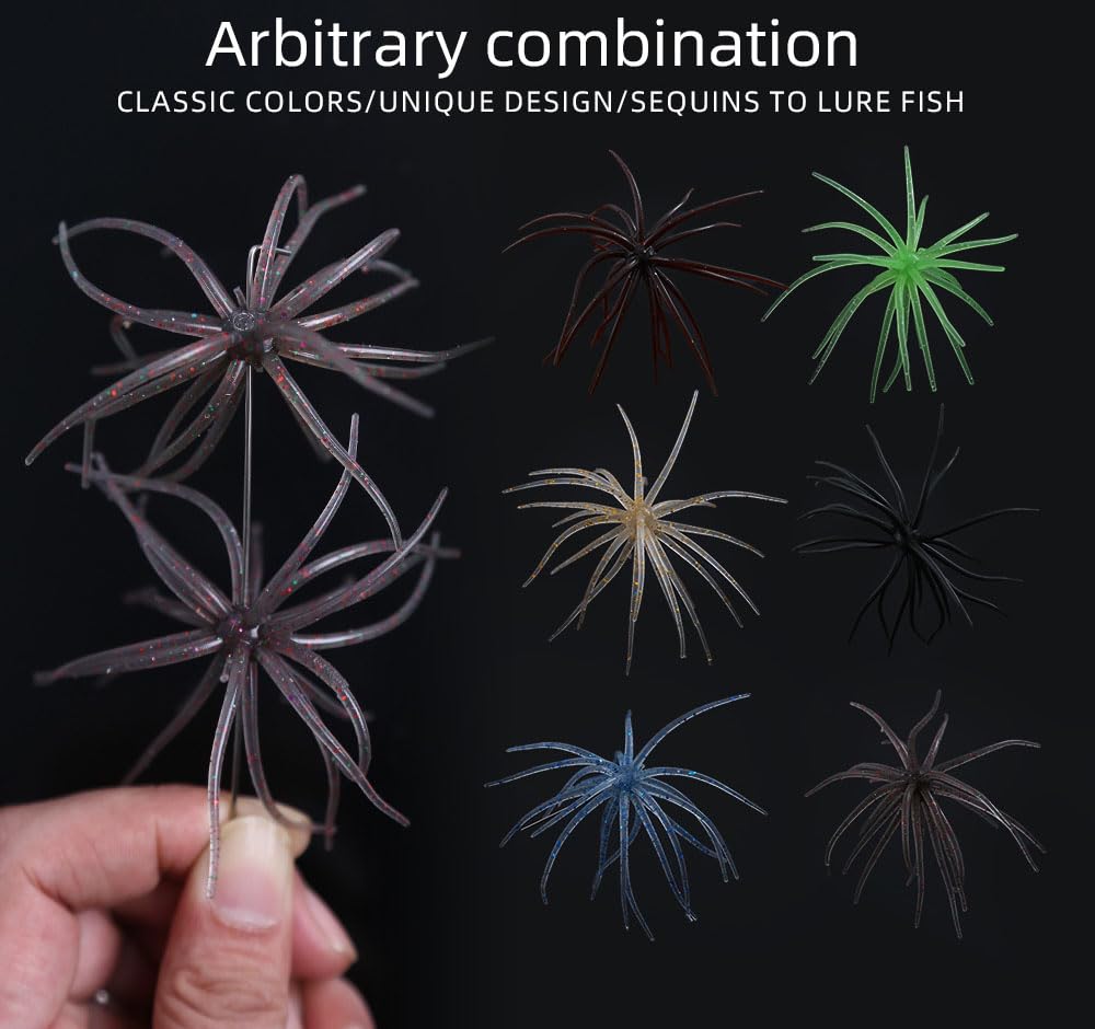 Cuoyuqie 3 pcs Fishing Sea Urchin Lures 9g Silicone Worm Silicone Worm Lure TPE Freshwater Bass Urchin BFS Fishing Lure