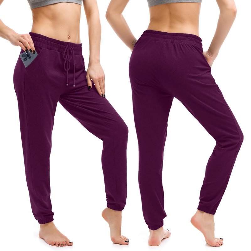 Walifrey Womens Joggers with Pockets, Drawstring Sweatpants Women for Lounging Jogging Gym and Workout Purple,1 Pack Purple M