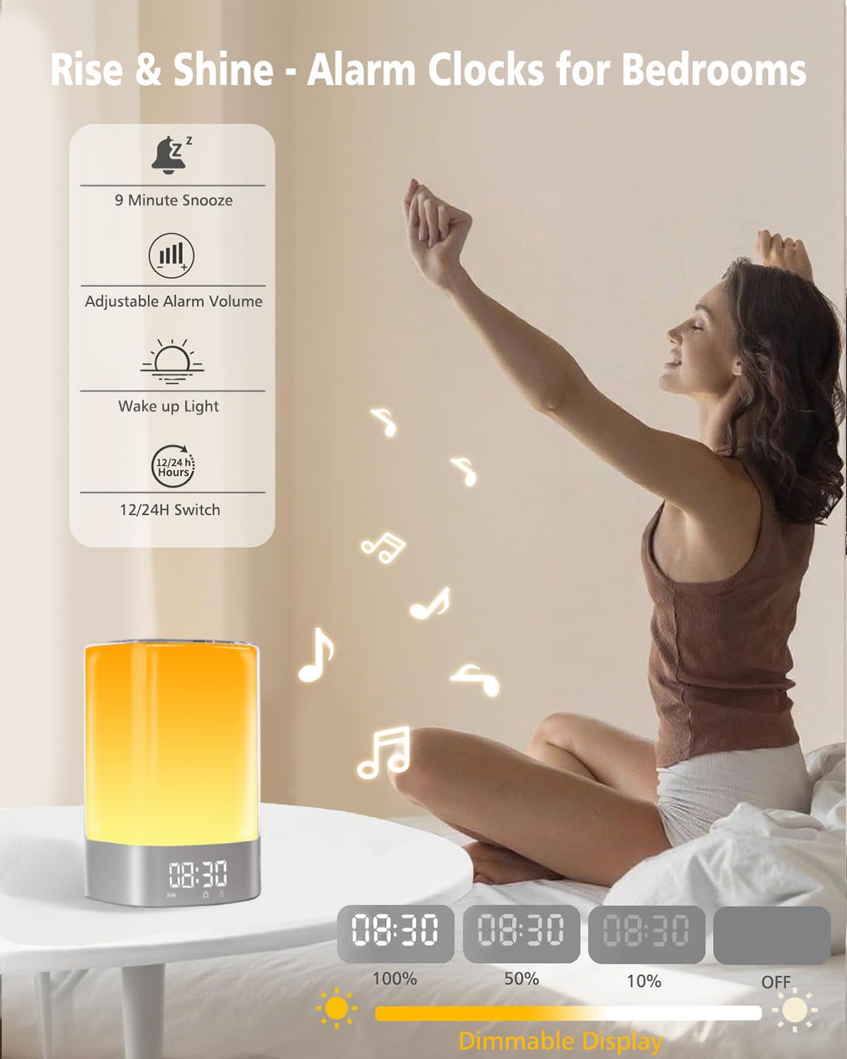 Sound Machine White Noise Machine with 32 Soothing Sounds, Bluetooth Speaker Alarm Clocks for Bedrooms with Wake up Light, Night Light for Kids, App Control Birthday Gifts for Teenage Girls Boys Women