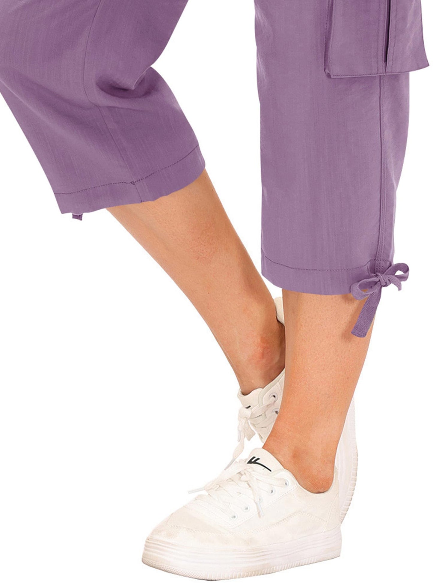 MoFiz Cargo Capri Pants for Women Lightweight Quick Dry Summer Capris for Hiking Travel Casual Pink Purple M