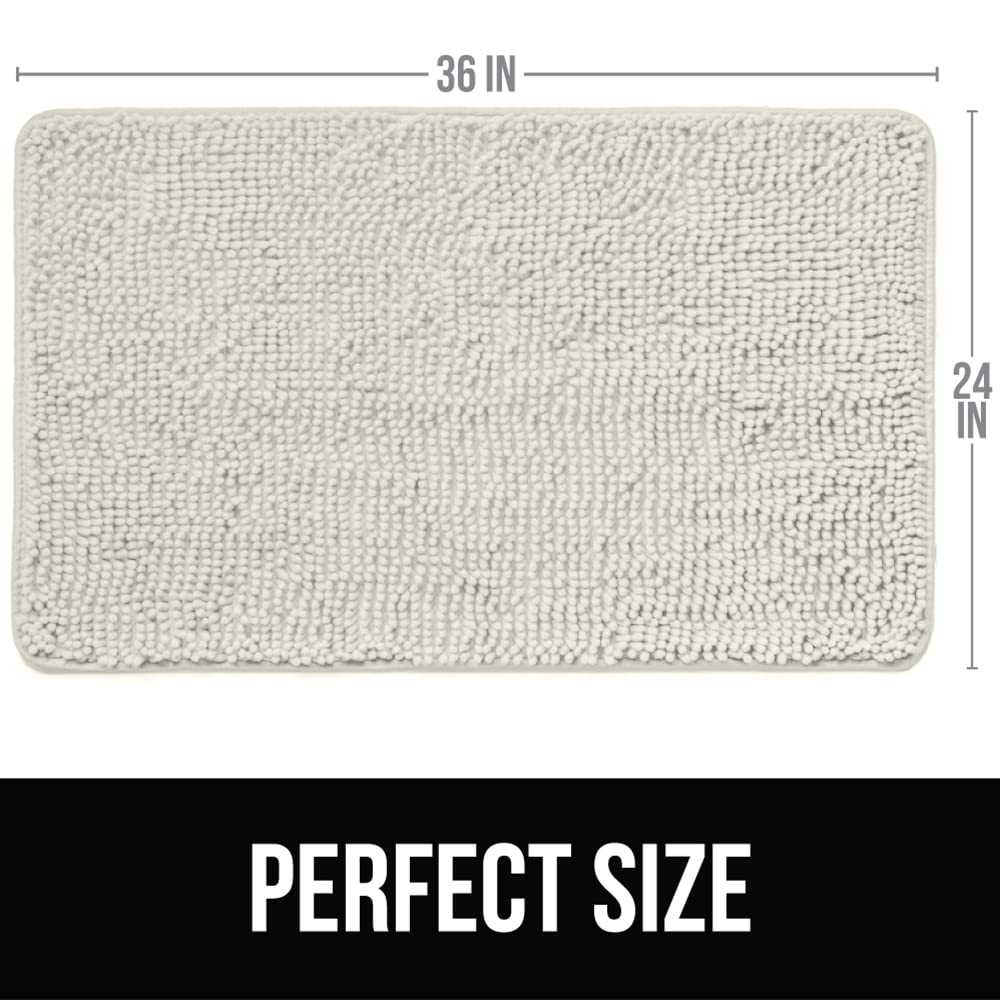 KANGAROO Bathroom Rugs, Chenille Soft Absorbent Bath Rug, Shaggy Shower Mat, Quick Dry Machine Wash Bathmat, Plush Carpet Mats for Tub, Bathtub and Room Home Decor Accessories, 36x24, Cream