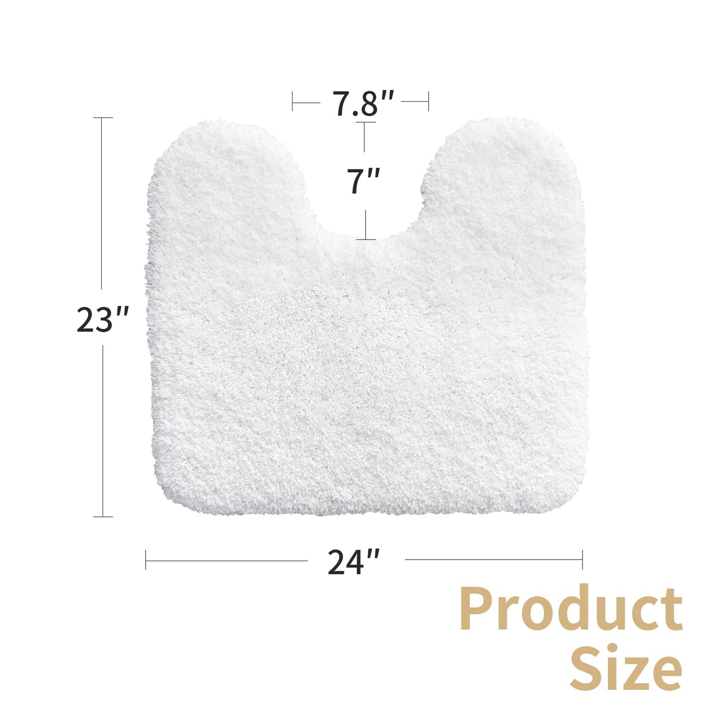 Disolla Toilet Rug U Shaped White 23x24 Machine Washable Non Slip Toilet Floor Mat Soft Plush Contour Rug for Bathroom Floor