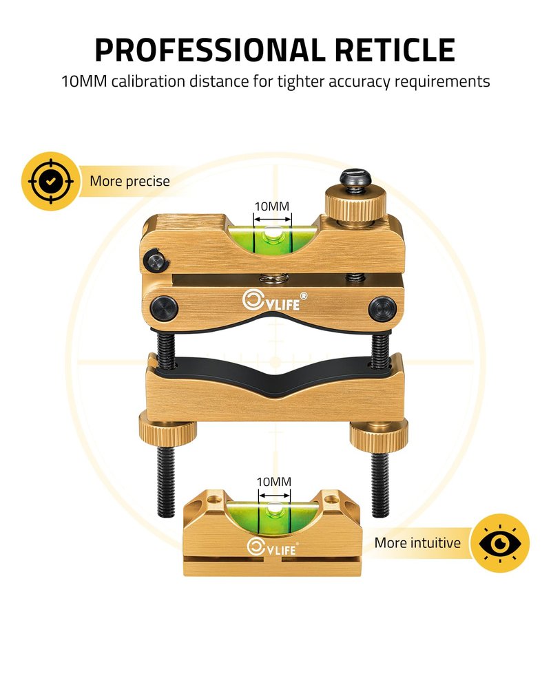 CVLIFE Professional Scope Leveling Kit Heavy Duty Scope Mounting Level with 2 Magnetic Universal Level Bubbles, Gold