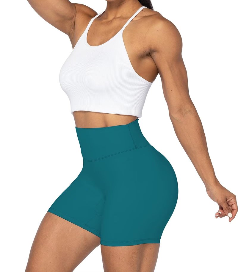 Sunzel Women's Biker Shorts in High Waist Tummy Control with No Front Seam 5" Deep Lagoon X-Large