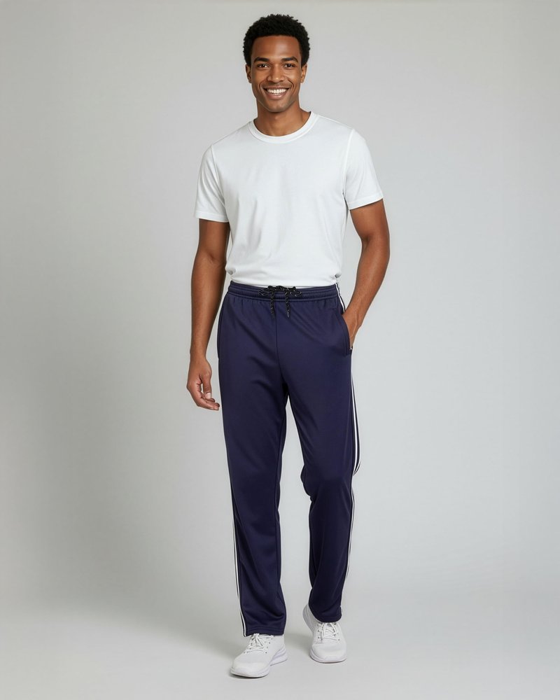 Real Essentials 3 Pack: Men's Mesh Open Bottom Sweatpants Gym Active Athletic Workout Casual Pants with Pockets- Set 5 L