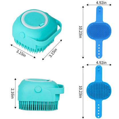 Comotech 6PCS Dog Bath Brush & Dog Toothbrush | Adjustable Handle Shampoo Brush & Scrubber for Short & Long Haired Dogs & Cats | Effectively Solve Odor & Stain Removal Problems | Pet Supplies (Blue)