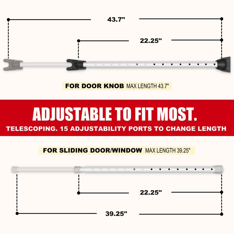 Securityman Door Security Bar with Alarm | Sliding Door Security | Door Stopper (120 dB Extra Loud Alarm) Enjoy Peace of Mind with Durable, Heavy Duty Door Jammer Door Stop Alarm Stick Inside