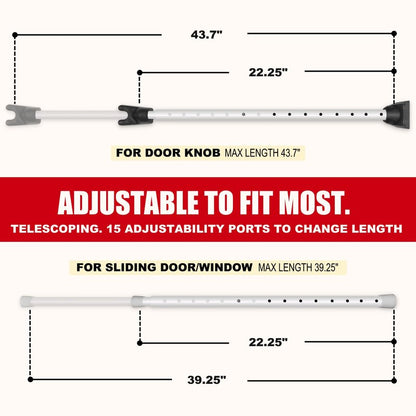 Securityman Door Security Bar with Alarm | Sliding Door Security | Door Stopper (120 dB Extra Loud Alarm) Enjoy Peace of Mind with Durable, Heavy Duty Door Jammer Door Stop Alarm Stick Inside