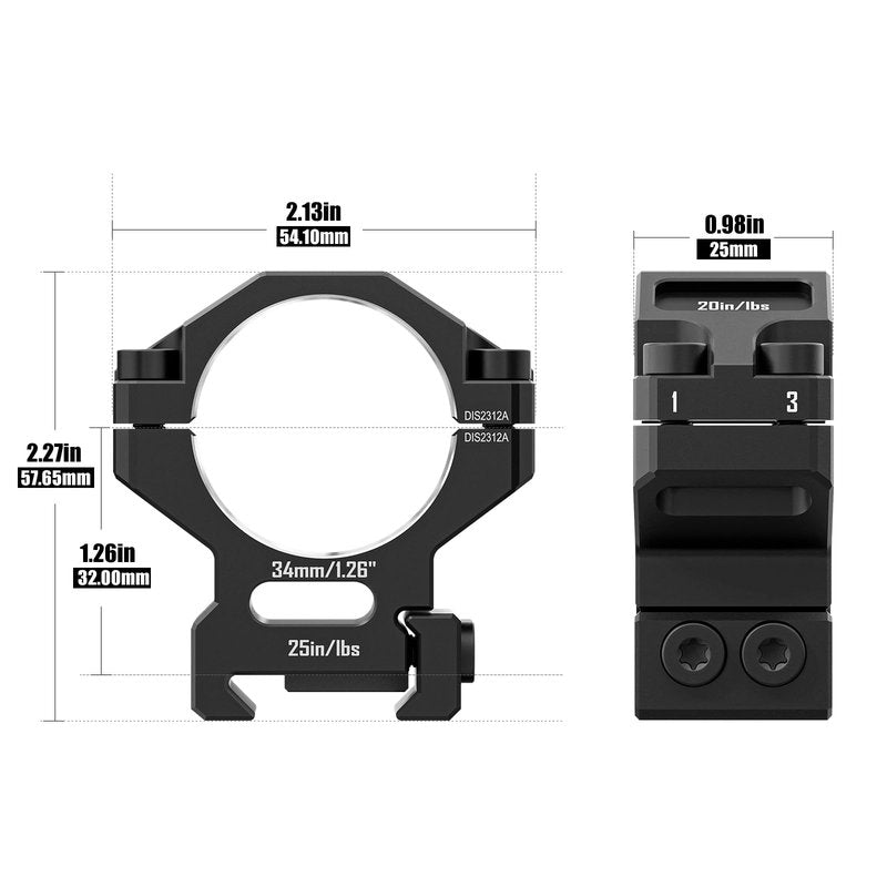 DISCOVERYOPT Precision Scope Rings, Precision Lapped Riflescope Mounts for Picatinny Rails (34mm-1.26 inches)