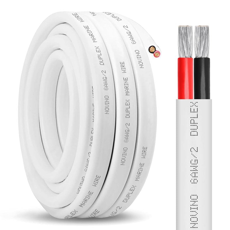 6 AWG Marine Wire - Duplex Marine Grade Tinned Copper Cable | 50ft for Boat, RV, Automotive Use
