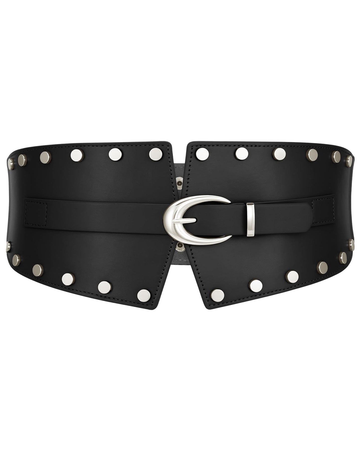 JKEEMI Women Wide Elastic Belt Studded Rivets Stylish Waist Cinch Belt for Dresses Coat
