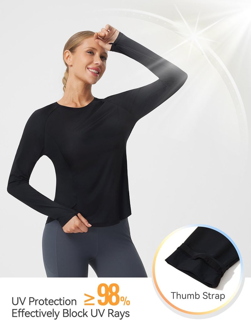 baleaf Long Sleeve Cooling Workout Tops for Women Sun Shirts UPF 50+ Quick Dry Lightweight Soft Running Athletic Gym Hiking