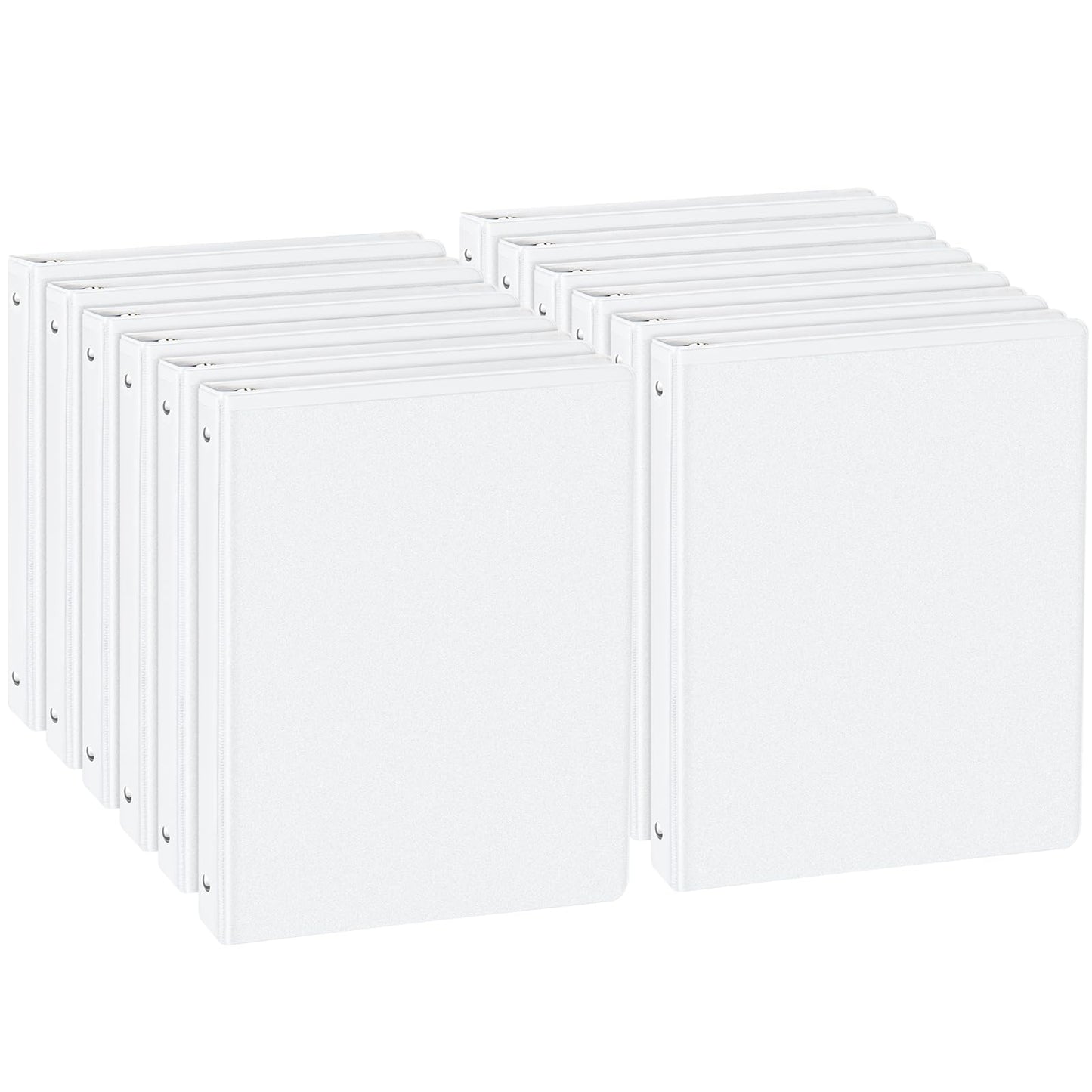 CIXILDTS 0.5-inch Round Ring Binder, Durable 1/2" 3 Ring Binder Fit Letter Size Paper, Presentation View Binders, White,12-Pack