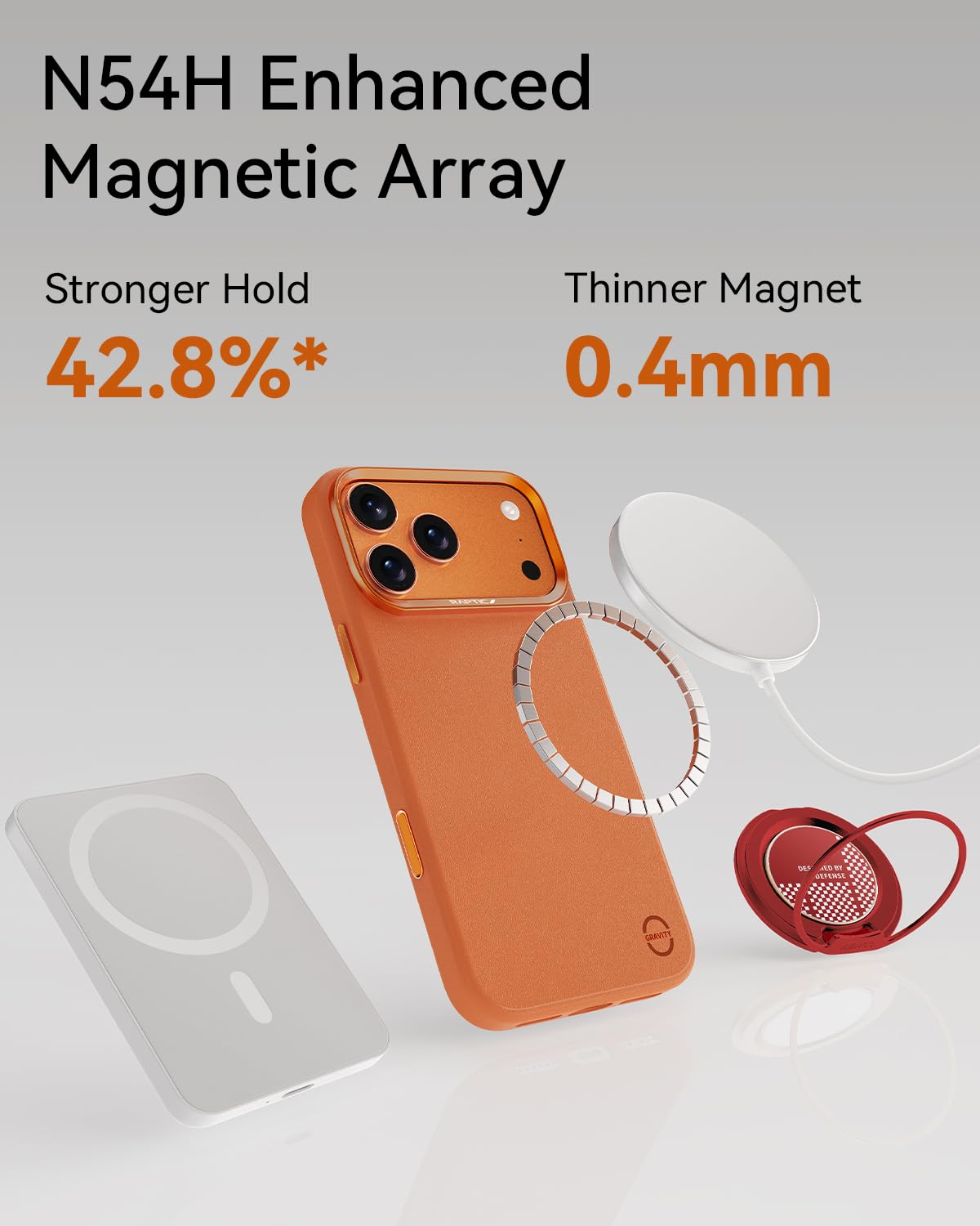 RAPTIC Urban Nano Leather Case Compatible with iPhone 17 Pro - Compatible with Magsafe & Wireless Charging, Aluminum Control Buttons, Dual-Layer Construction, Orange