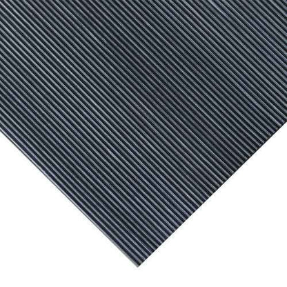 Rubber-Cal 03_168_W_FR_04 Fine Rib Corrugated Rubber Mats, 1/8" Thick x 4' x 4' Runners, Black